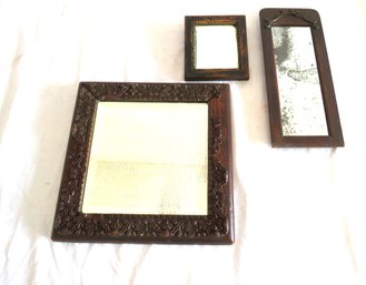 3 Carved Wood Antique Mirrors
