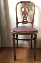 Set Of Six Antique Hardwood Chairs With Upholstered Seats