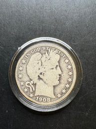 1908 -O Silver Barber Half Dollar