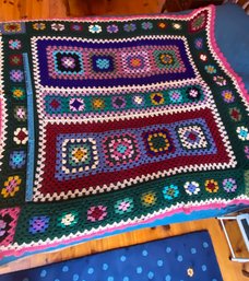 Handmade Colorful Crocheted Throw Blanket 60x62