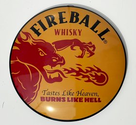 A Retro Metal Fireball Whisky Sign