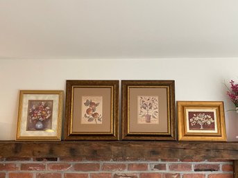 Lot Of Framed Floral Art 4 Pieces