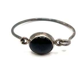 Vintage Mexican Sterling Silver Onyx Color Stone Bracelet