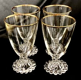 Vintage Berwick Boopie Gold Rim Footed Water Glasses By Anchor Hocking