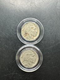 2 Buffalo Nickels 1937, 1937-D