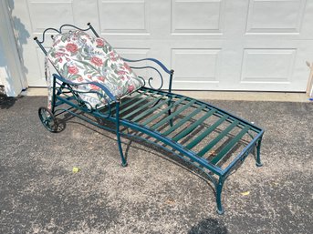 Vintage Wrought Iron Chaise Lounge By Russell Woodard