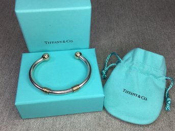 Incredible Vintage TIFFANY & CO Sterling & 14K Gold Bangle / Bracelet - Rare Vintage Piece - With Box / Pouch