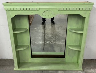 Mirror Back Painted Wooden Curio Shelf