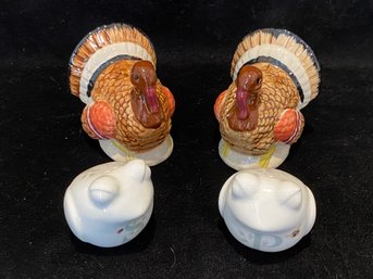 Lenox Frog And Turkey (not Lenox) Shaker Sets