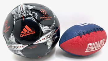 2 New Balls: Addidas Soccer Ball & Small Giants Football