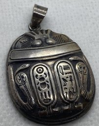 Vintage Art Deco Era Sterling Silver Egyptian Revival Scarab Pendant