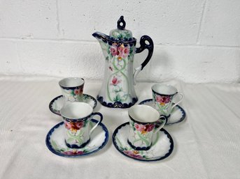 RARE TK-137 Takito Bone China Chocolate Pot & 4 Cups And Saucers - Made In Japan EOC-18