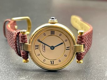 Cartier Argent, Women Vermeil Over Silver Watch.