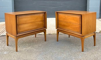 Pair Of Mid Century Walnut Nightstands