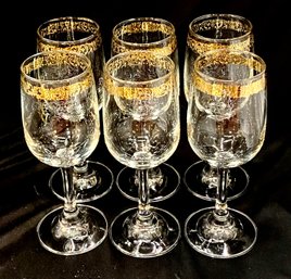 Vintage Gold Banded Water Goblets By Cellini