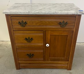 Walnut Marble Top Victorian Commode
