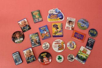 Vintage Lot Of Pinbacks W/ Disney's Aladdin, Toy Story, Bambi, Homeward Bound, Sound Of Music, Hunchback Of ND