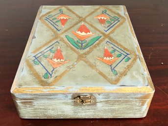 An Antique Tole Painted Wood Box