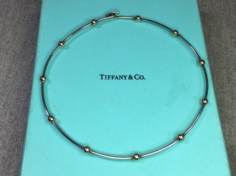 Fabulous Rare / Vintage TIFFANY & CO Sterling Silver / 14K Gold Choker Necklace 16' - With Box And Felt Bag