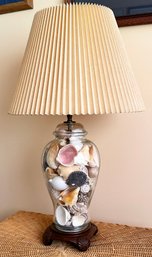 A Glass Urn Form Lamp - Filled With Real Sea Shells!