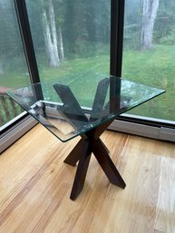 Contemporary Glass Top Side Table.