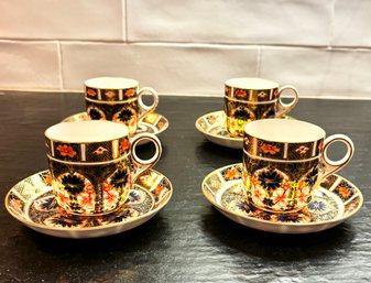 Royal Crown Derby Old Imari 1128 Demitasse Cup & Saucer Set Of 4