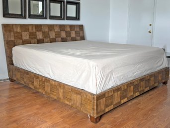 A Vintage Modern Woven Reed King Bedstead