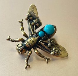 Bug Shaped Gilt Metal Scatter Pin