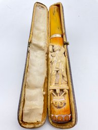 Gorgeous Antique Hand Carved Meerschaum And 14k Gold Trim Cigarette Holder. (#6)