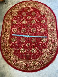 Ottomanson Red Oriental Design Oval Area Rug 5'x6'6'