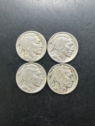 4 Buffalo Nickels 1930, 1935, 1936, 1937