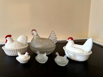 6 Piece Lidded Rooster Bowls