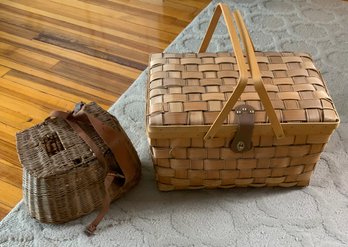 Vintage Picnic Basket & Vintage Fishing Basket