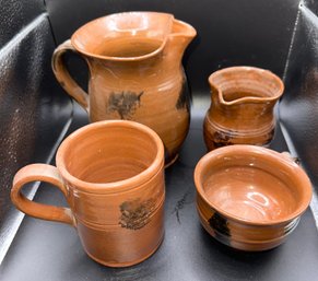 Wonderful Collection Of Woodstock Redware Handled Pottery