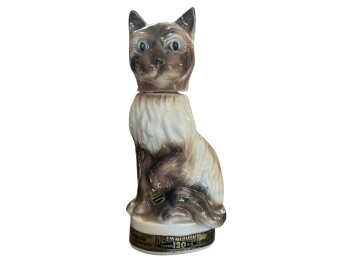 Vintage MCM JIM BEAM Hand Painted Ceramic Figural Siamese Cat Decanter (2 Of 2)