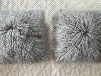 PAIR West Elm Mongolian Lamb Euro Pillows  (LOC: W1)