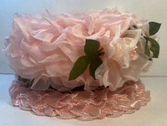 Vintage Pink Ribbon Hat Made In USA