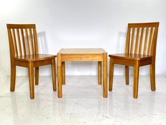 A Set Of Pine Child's Chairs And Table