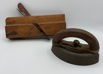 Antique Molding Plane & Antique Iron