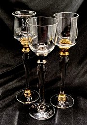 Trio Of Multi-shaped Silver And Gold Cordials By Pottery Barn