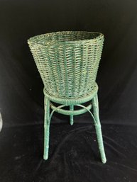 Green Wicker Planter Stand