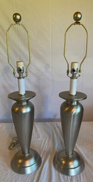 Two Contemporary Silvered Lamps