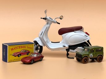 Collectable Vintage Matchbox Cars And Vespa Toy Model Scooter