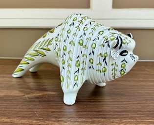 Vintage Hand Painted Italian Ceramic Bull Sculpture