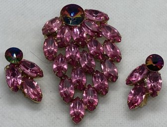 Large Circa 1940s Statement Brooch With Matching Earrings