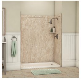 FlexStone Royale Alaskan Ivory Alcove Shower Kit Shower Wall Surround