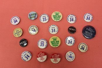 Mixed Lot Of Twenty Vintage Local 35 And Related Pinbacks
