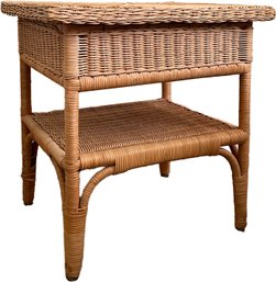 A Vintage Wicker Side Table, Or Nightstand
