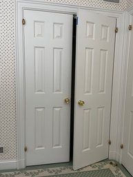 A Pair Of Of Solid Wood Closet Doors -  1.75' Thick-Brass Olive Knuckle Hinges - Trim/Jambs - 2 Of 2 Green Rm