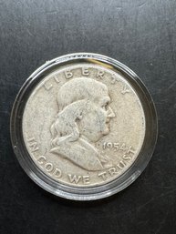 1954 Benjamin Franklin Silver Half Dollar